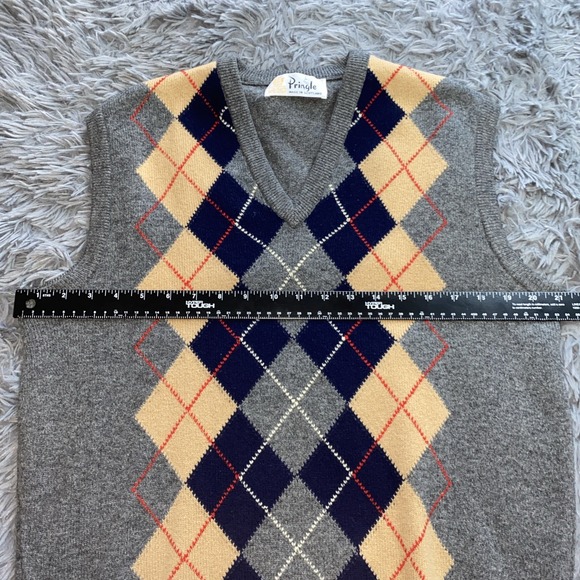 Vtg Pringle of Scotland Vest Mens 42" Argyle V Neck Made in Scotland - Picture 3 of 8